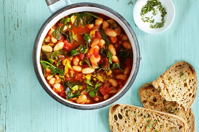 White bean and spring green one-pot