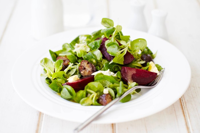 Roasted chestnut and beetroot salad