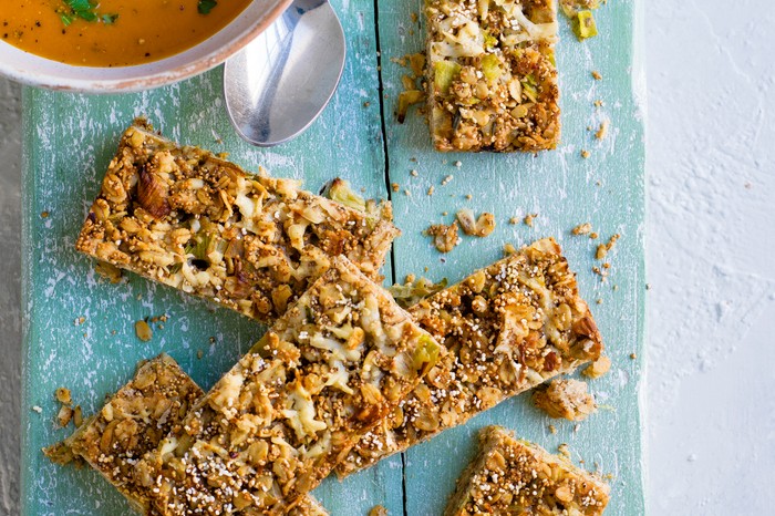 Flapjack Recipe with Cheddar, Leek And Amaranth