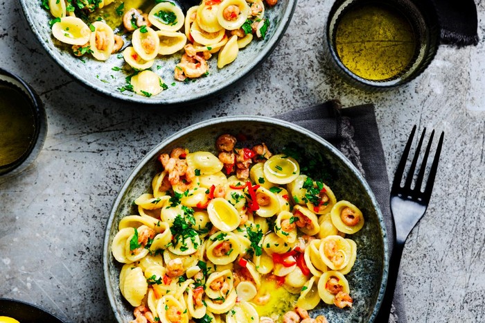 Shrimp and saffron butter orecchiette