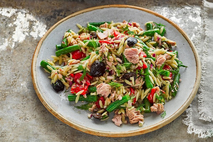 Orzo, Bean and Tuna Salad on Two Plates