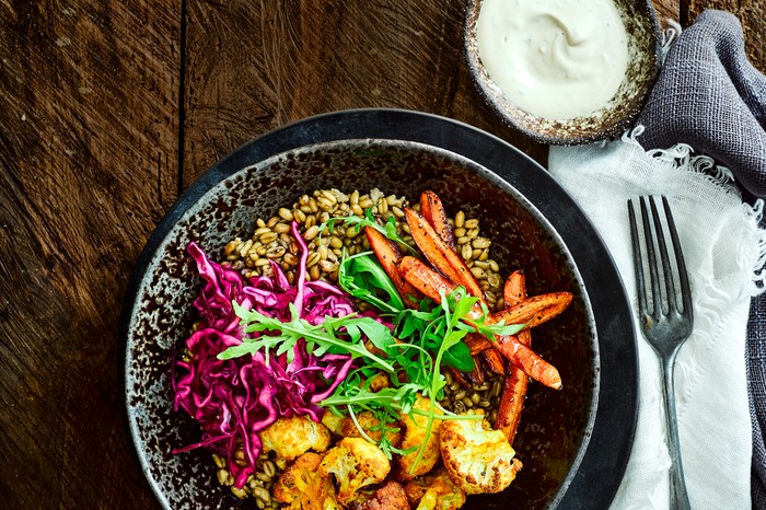 Colourful salad in a buddha bowl