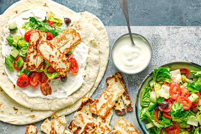 Halloumi Wraps With Greek Salad