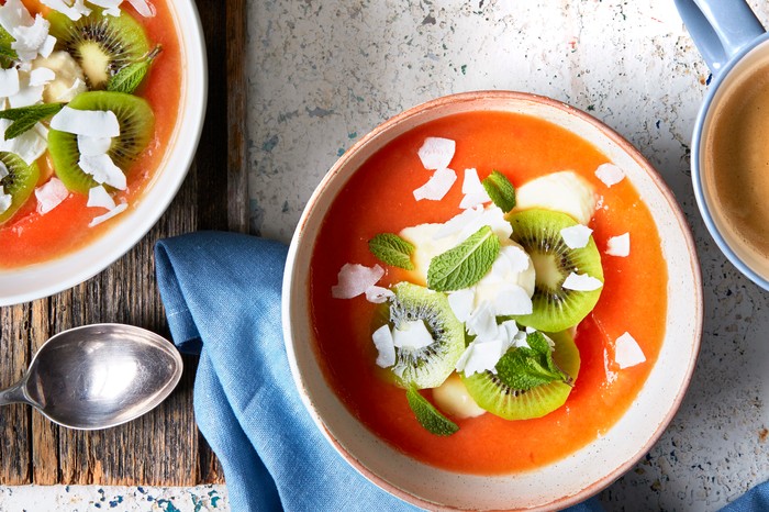 Orange Tropical Smoothies in Two Bowls